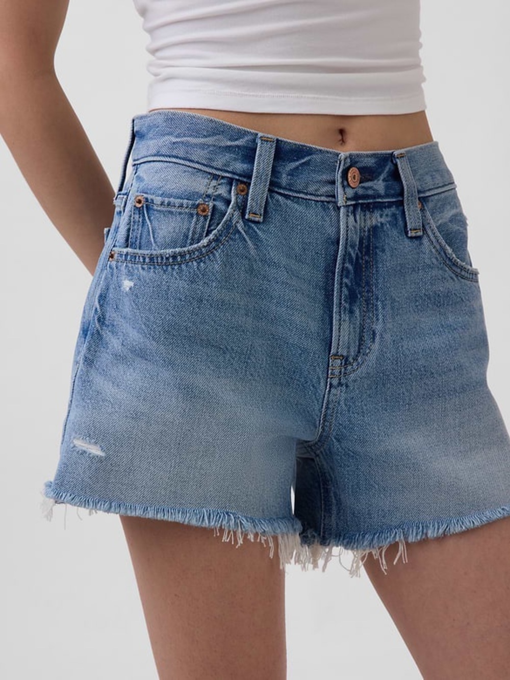GAP Mid Rise UltraSoft Relaxed Cutoff Shorts 5”